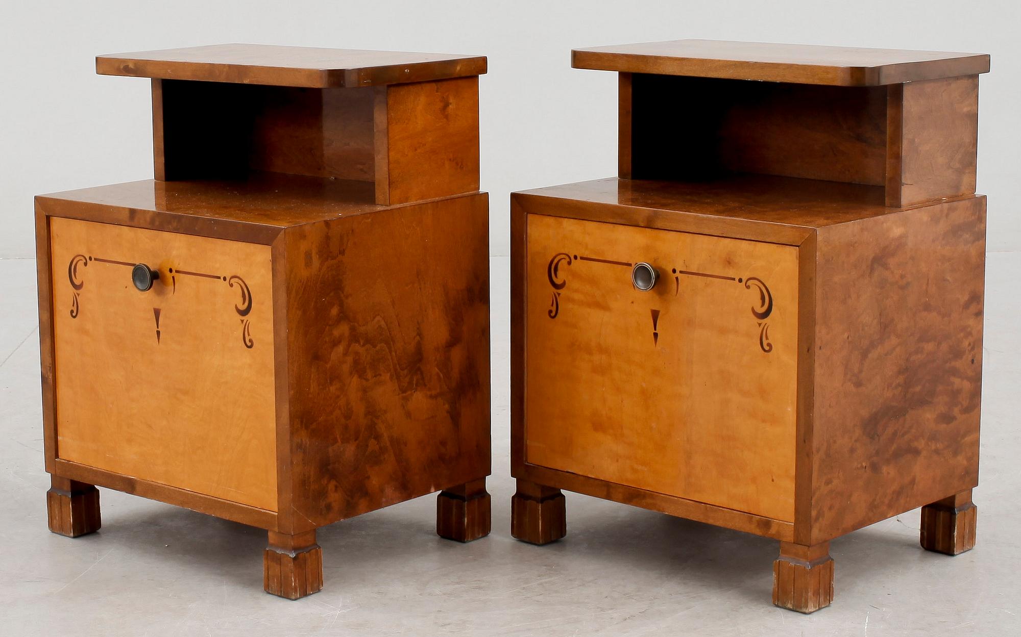 SÄNGBORD, ett par, art deco, 1900-talets första hälft.