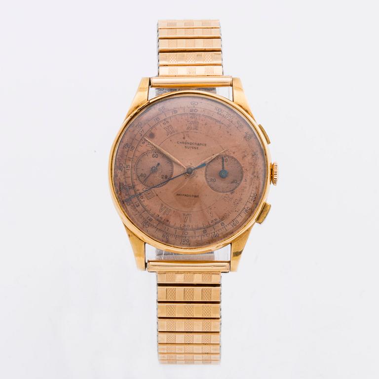 ARMBANDSUR, Chronometer Antimagnetic Suisse 18 k. 1900-talets mitt.