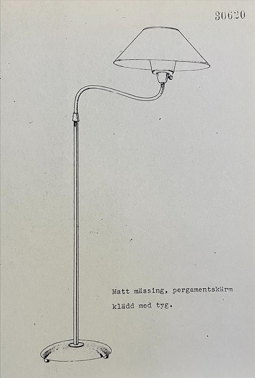 Bertil Brisborg, golvlampa, modell "30620", Nordiska Kompaniet 1940-tal.