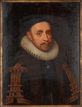 Jacob Hoefnagel Attributed to, "Konung Gustaf II Adolf" och "Drottning Maria Eleonora".