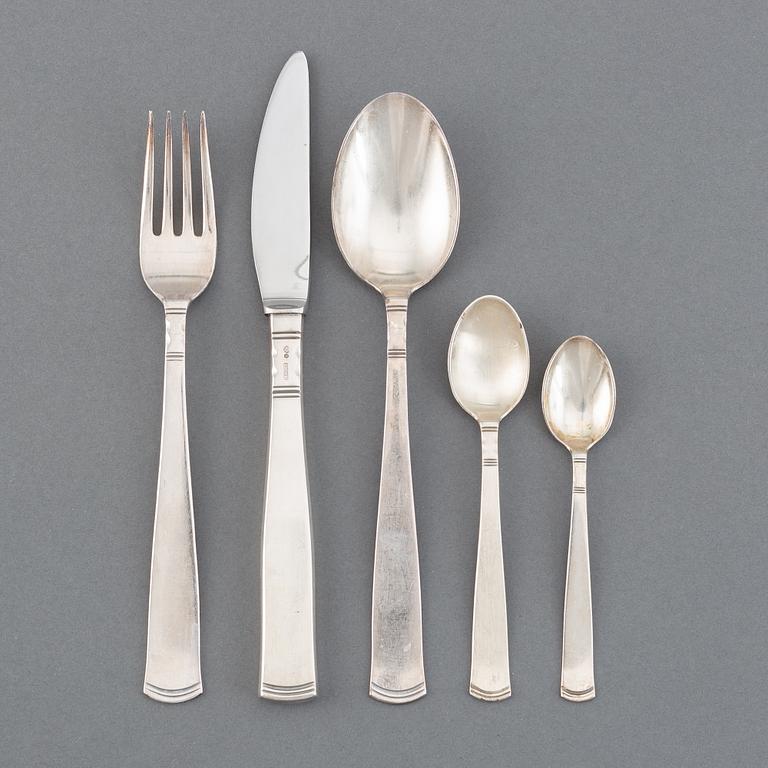 Jacob Ängman, a part 'Rosenholm' silver cutlery, Gab, third quatyer of the 20th century (114 pieces).