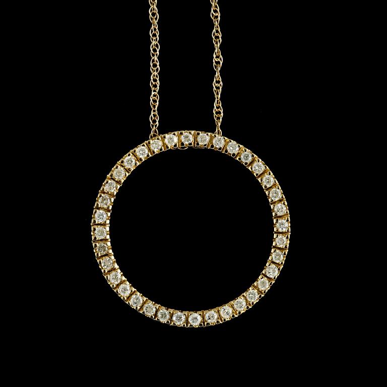 HÄNGE, 14K guld med briljantslipade diamanter, ca 0.70 ct. Vikt 2,7 g.