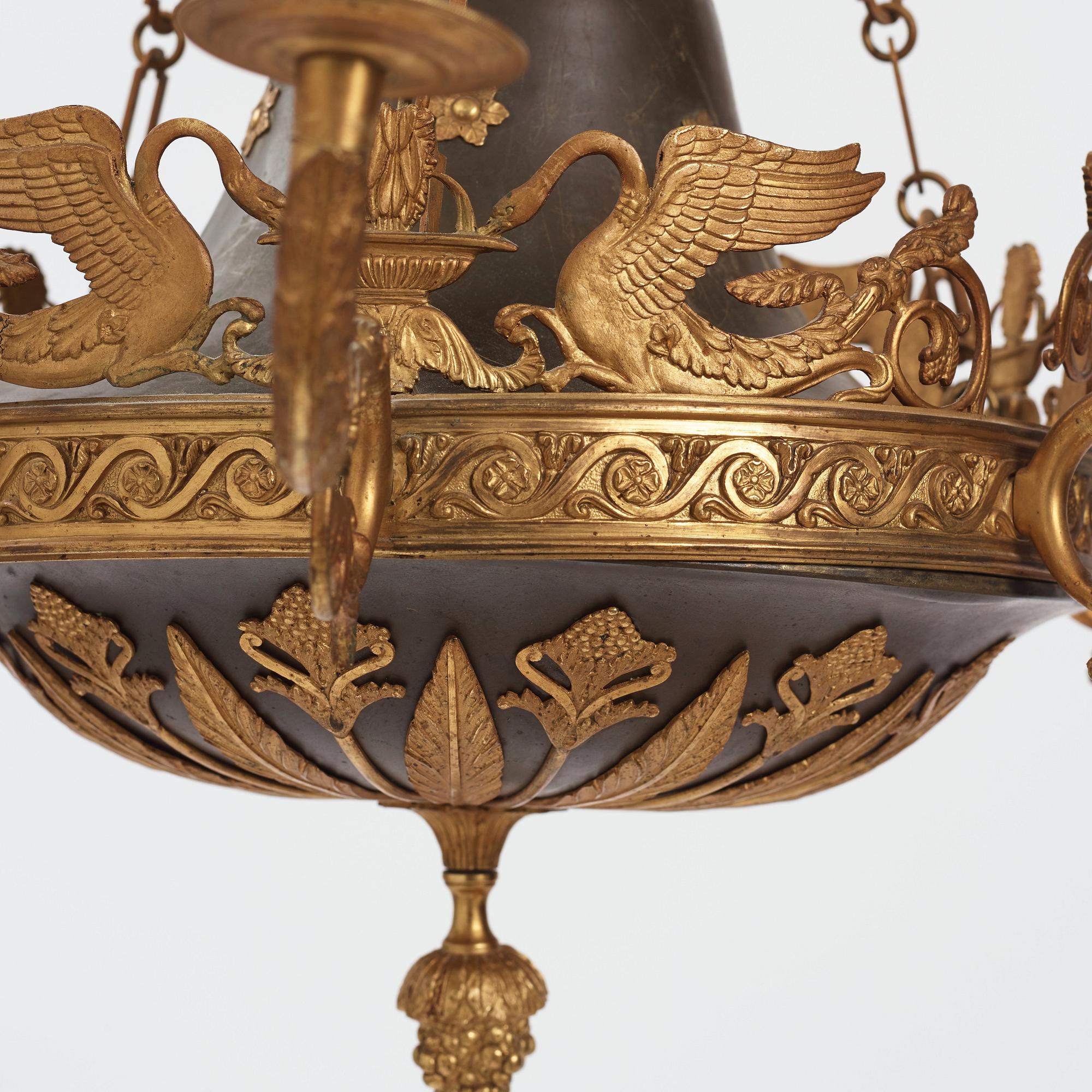 Ampel, för sex ljus, Sverige, 1800-talets första hälft, Empire.