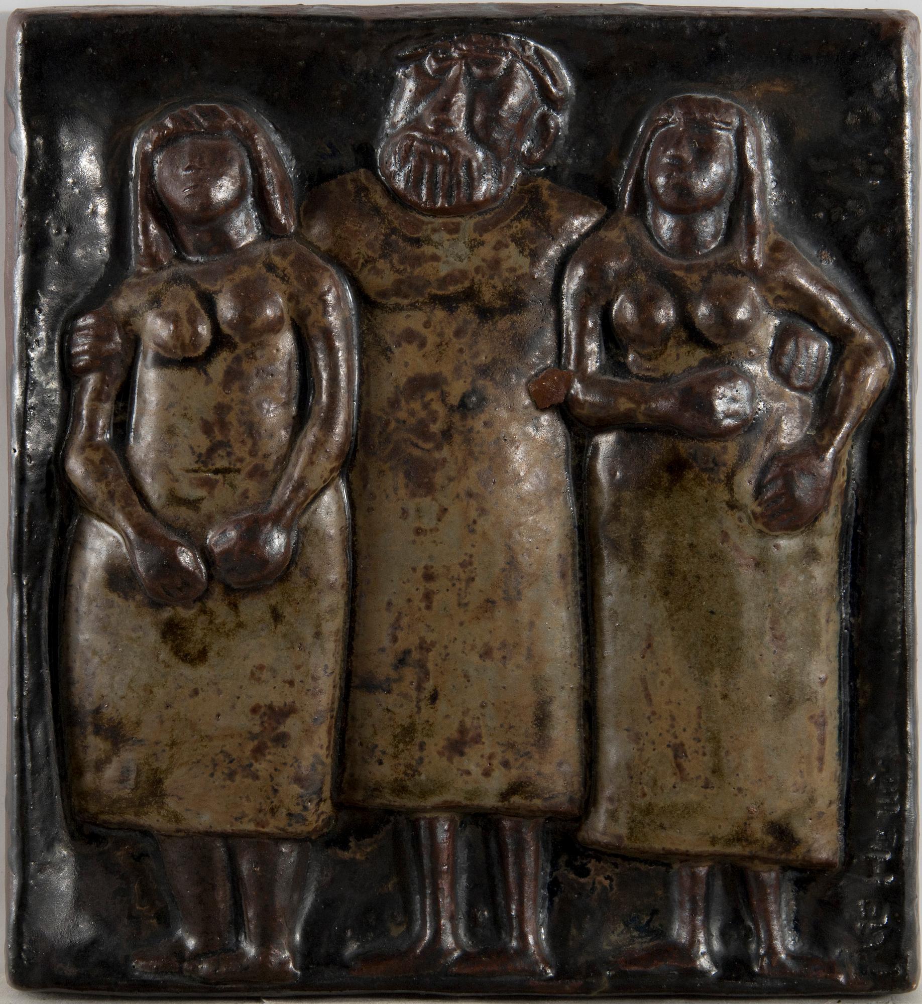 Åke Holm, A stoneware wall relief by Åke Holm, signed.