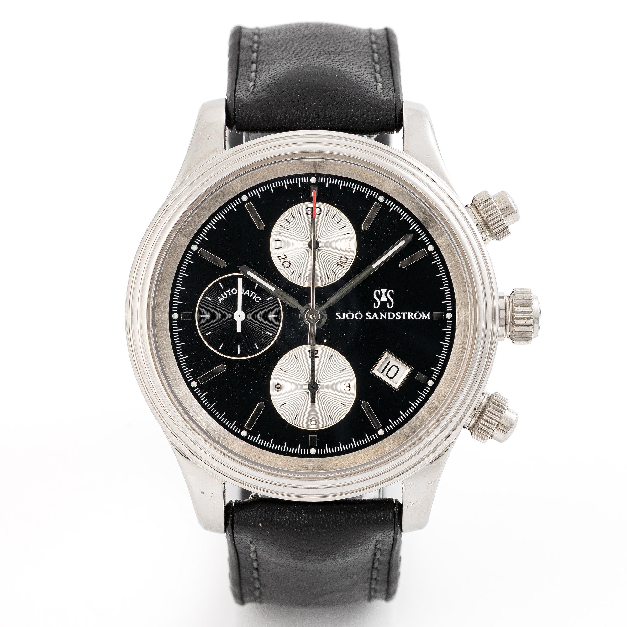 Sjöö Sandström, Royal Steel Chronograph, wristwatch, 42 mm.
