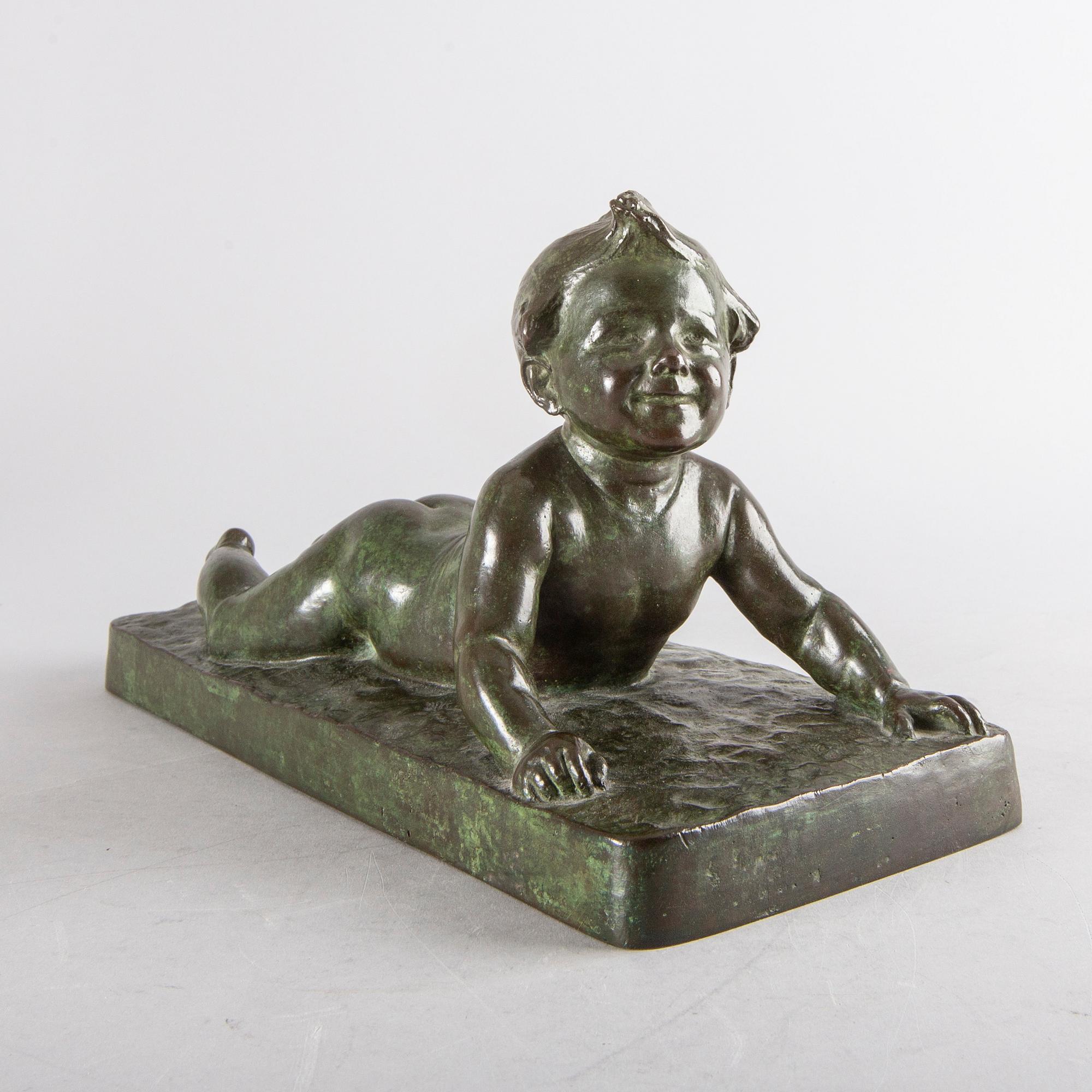 Hugo Elmqvist, skulptur brons signerad.