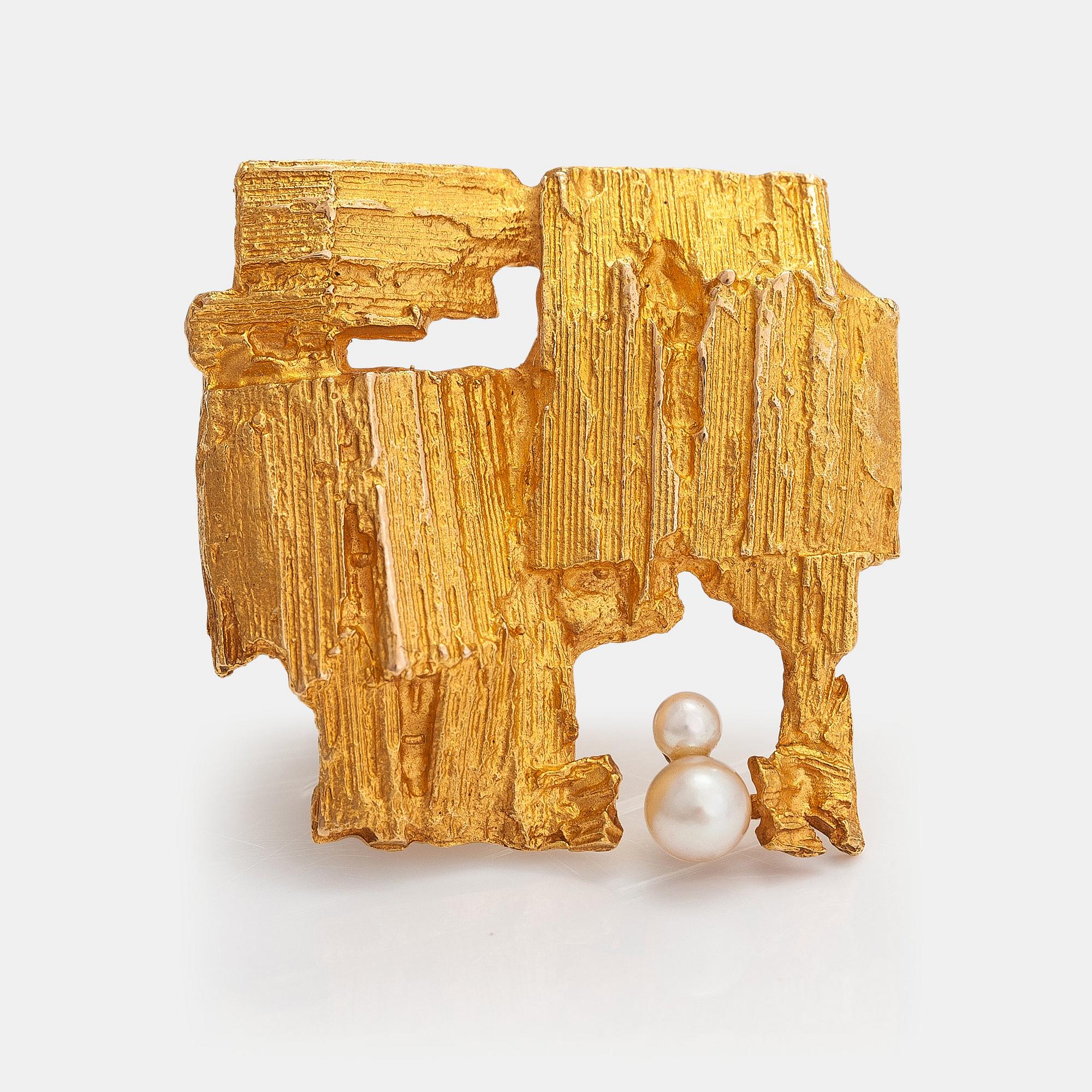 Björn Weckström, Brosch "Etude", 14K guld, odlade pärlor. Lapponia 1972.