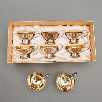 PUNCHKOPPAR, 8 st, silver, majoriteten från GAB, Stockholm 1961 - 63. Total vikt ca 325 g.