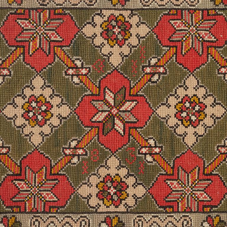 Åkdyna, korsstygnsbroderad, 105 x 45 cm, sannolikt Wemmenhögs härad, Sydvästra Skåne, daterad 1831.