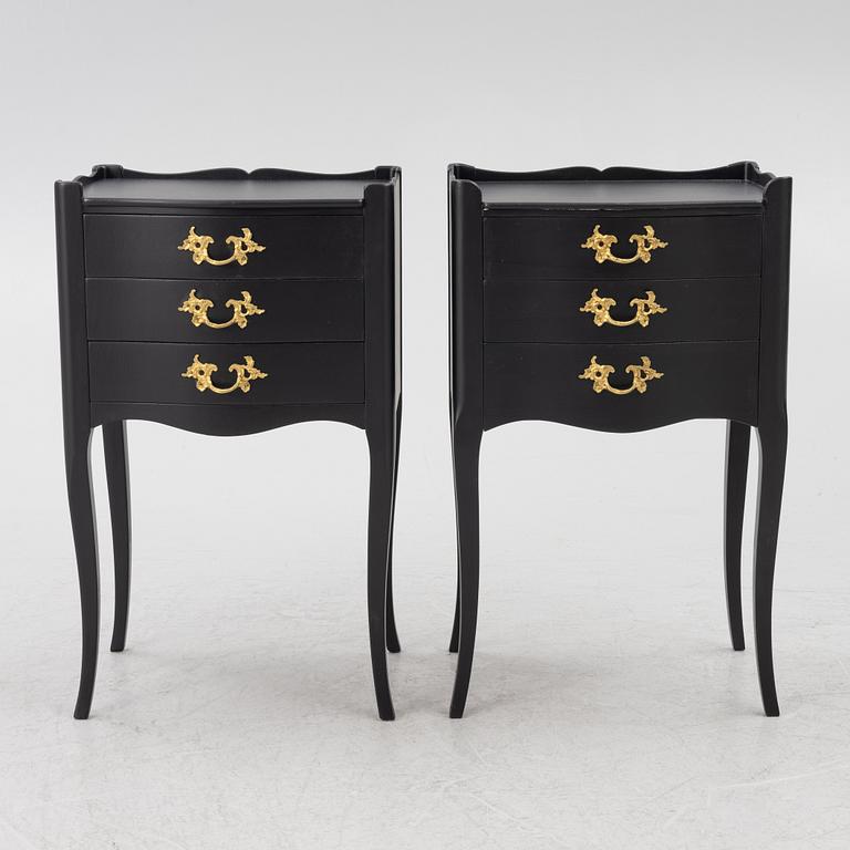 A pair of Bedside tables, Rococo style, 20th century.