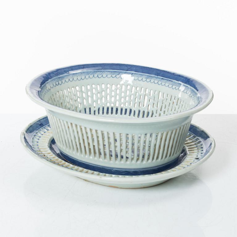 Gallerskål med fat, kompaniporslin, Kina, Qingdynastin, 1800-tal.