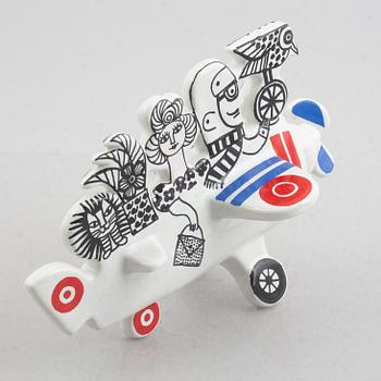 Lisa Larson, a stoneware figurine, airplane from the series "traffic", Gustavsberg, Sweden, 1971-73.
