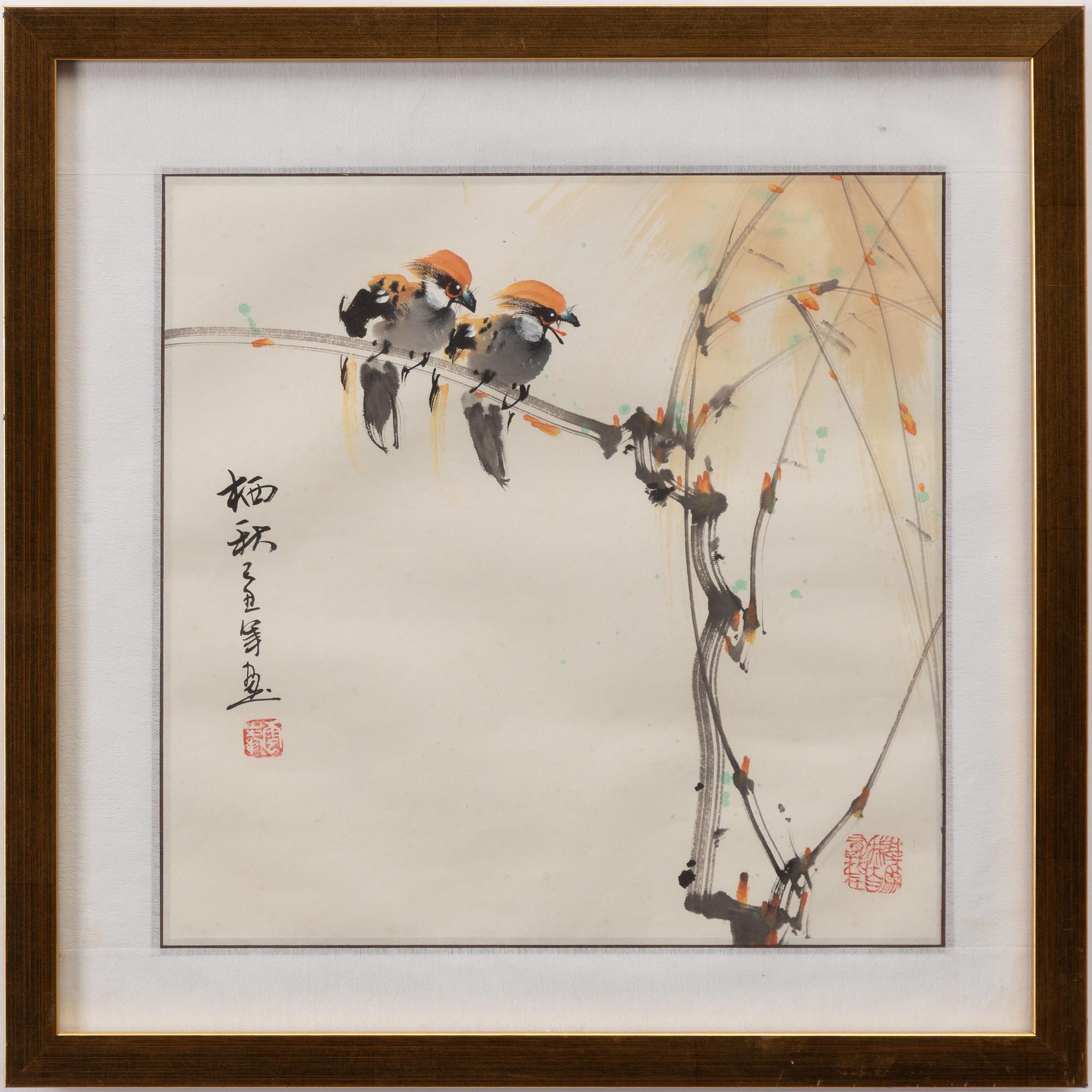 Unidentified artists, three Chinese paintings, around 2000.