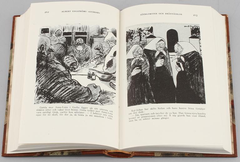 BÖCKER, 24 st, Albert Engström, Albert Bonnier Förlag, omkring 1900-talets mitt.