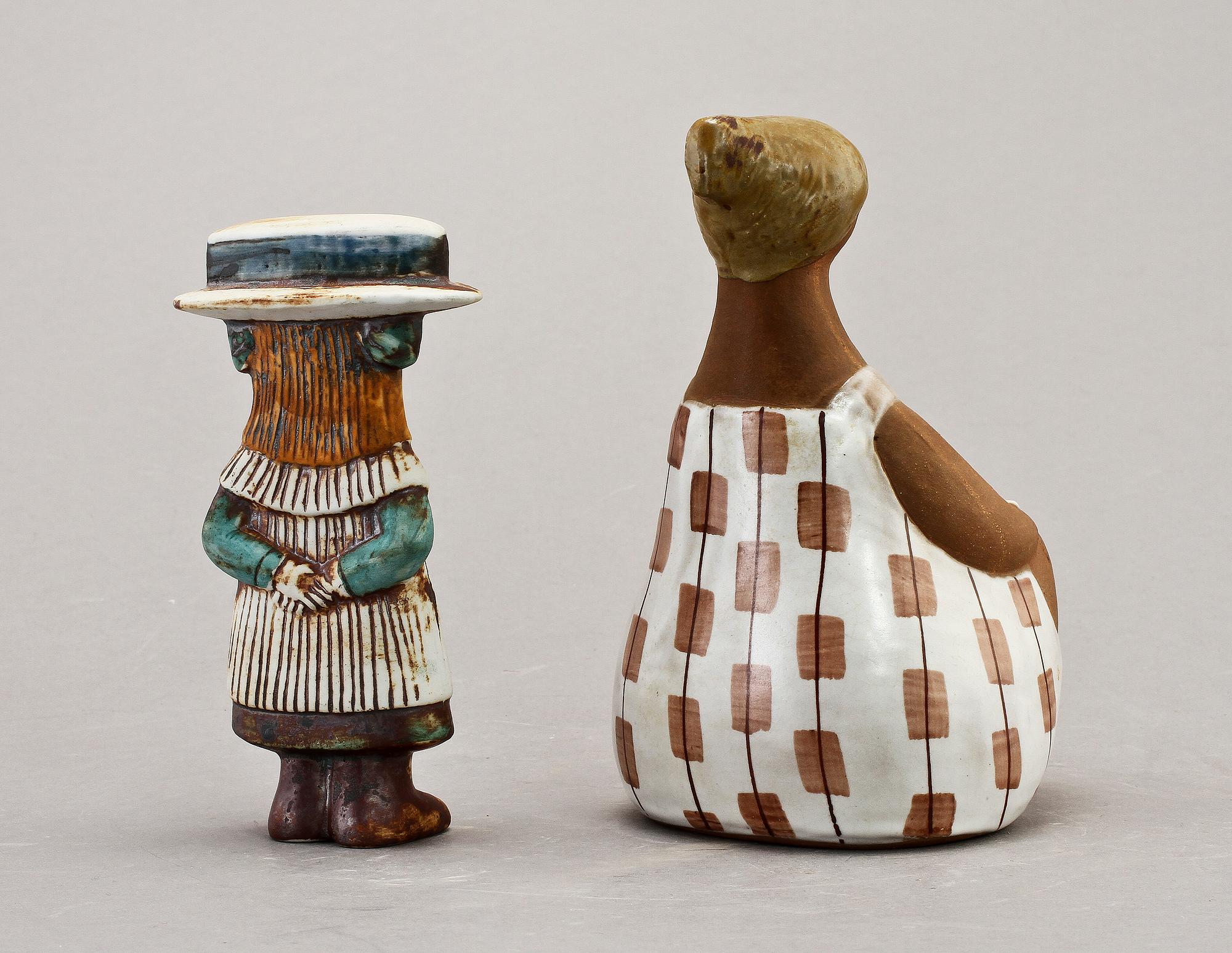 FIGURINER, 2 st, stengods, Lisa Larson. Gustavsberg.