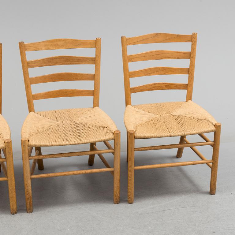 KAARE KLINT, four oak 'Kirkestolen' from Fritz Hansen, Denmark.