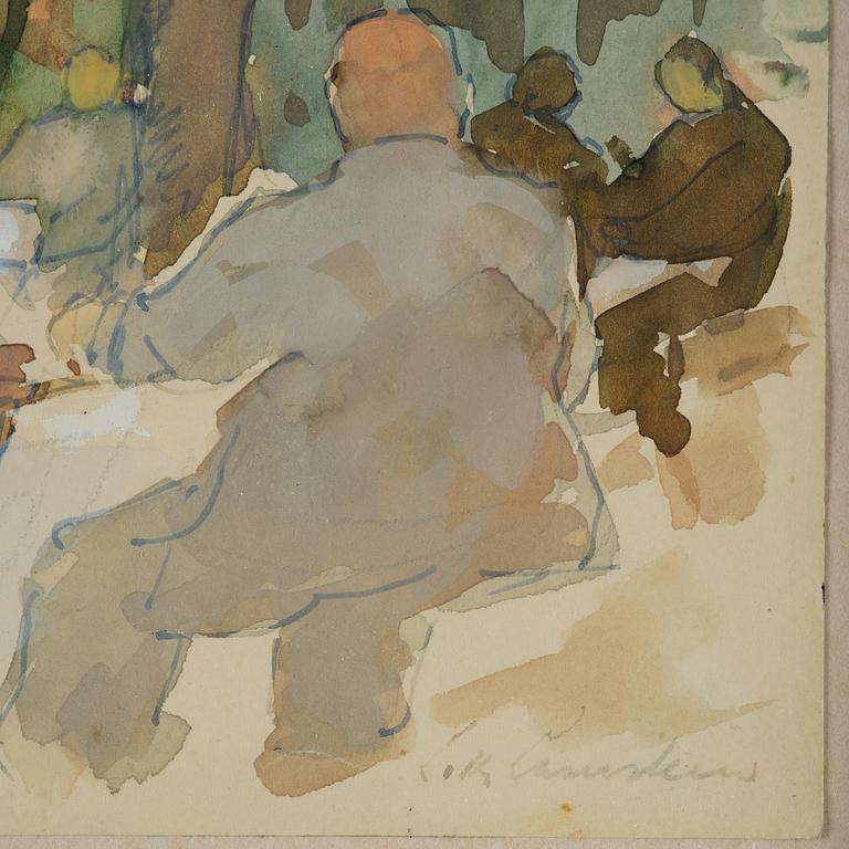 Lotte Laserstein, Café scene under the trees.