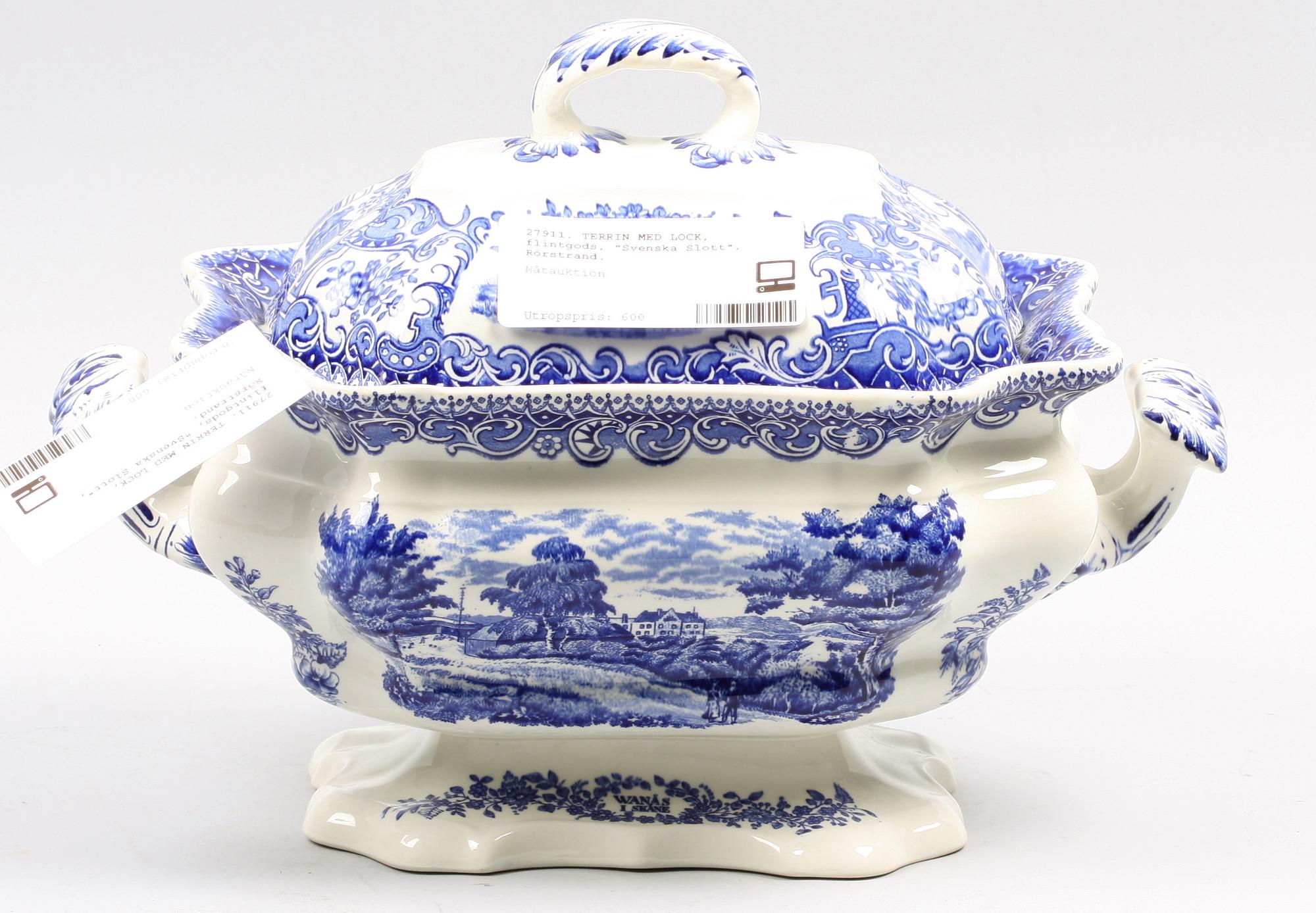 TERRIN MED LOCK,  flintgods, "Svenska Slott", Rörstrand.