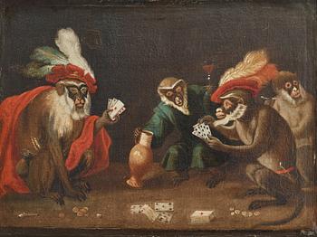 517. Abraham Teniers Follower of, Card playing monkeys.