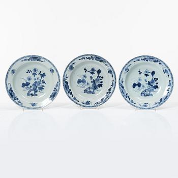 Nine blue and white porcelain plates, China, Qianlong (1736-95).