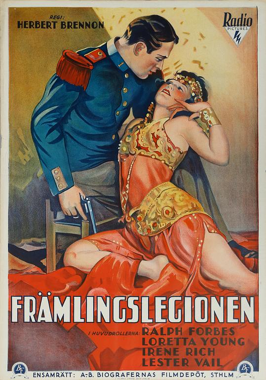 FILMAFFISCH, litografiskt tryck, "Främlingslegionen", 1931.