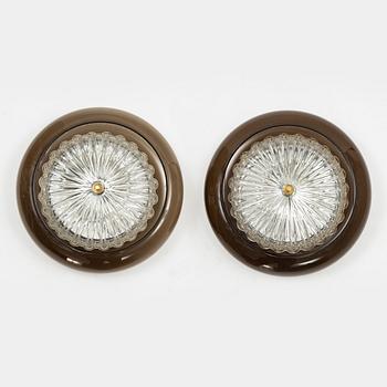 Carl Fagerlund, vägglampor/taklampor, ett par, Orrefors, 1970-tal.