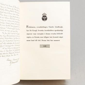 LINDBERGH, CHARLES A. Signed and numbered bibliophile, Swedish edition.