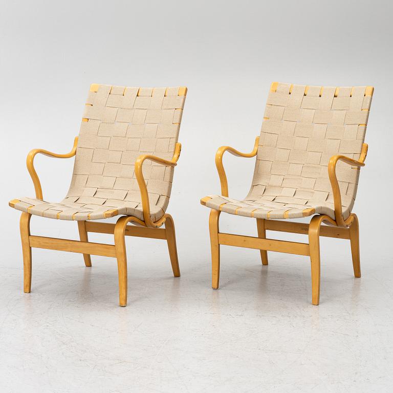 Bruno Mathsson, Armchairs, a pair, “Eva”, Firma Karl Mathsson, Värnamo, 1964.