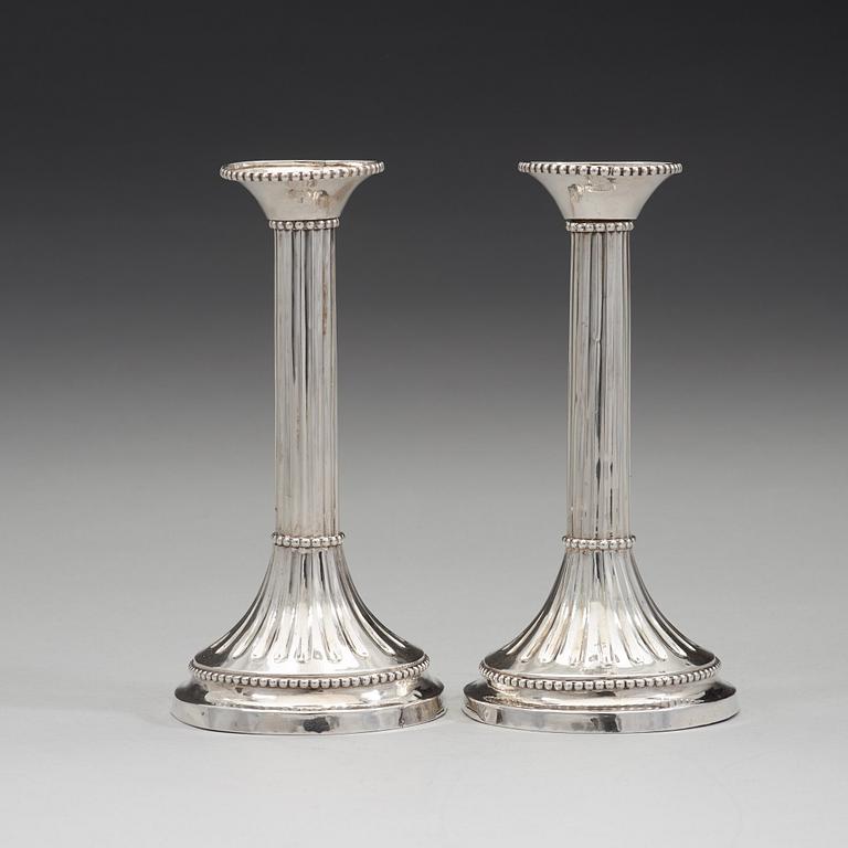 A pair of Swedish 18th century silver candlesticks, mark of Anders Brandt, Norrköping 1784.