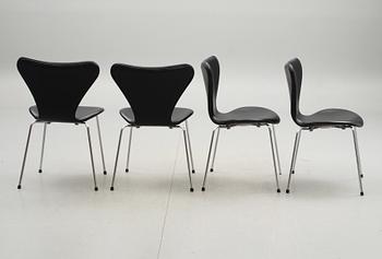 STOLAR, 4 st, "Sjuan", design Arne Jacobsen för Fritz Hansen, Danmark, 1980.