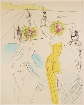 Salvador Dalí, "Femme-fleurs au piano" from mappen "Hippies".