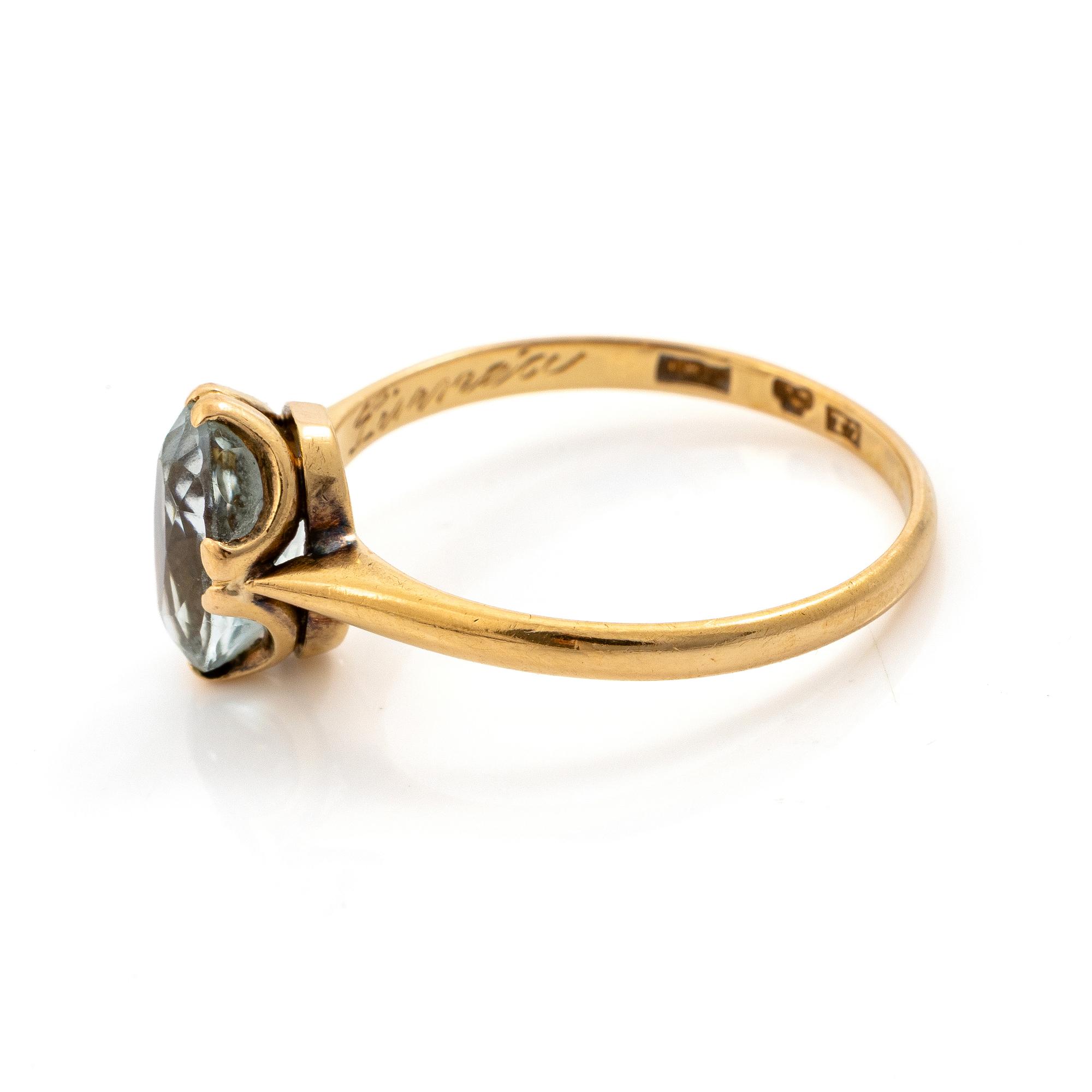 Ring, 18K gold with light aquamarine.