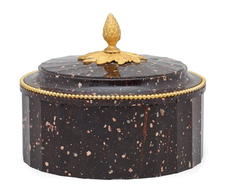 A Swedish Empire 19th century porphyry butter box.