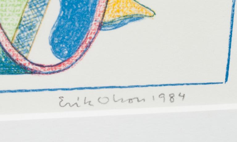 ERIK OLSON, 2 st, färglitografier. EA. Signerade och daterade 1983-84.