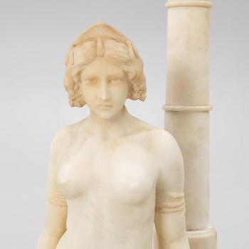 Golvlampa/skulptur, alabaster, troligen Italien, tidigt 1900-tal.