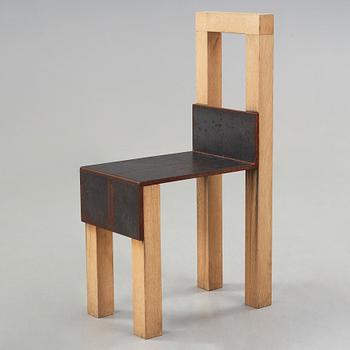 Jonas Bohlin, a 'Sto' oak and iron chair, Stockholm 1990.