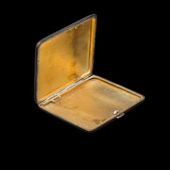 CIGARETTETUI, nysilver, emalj, oidentifierade stämplar, 1900-talets början.