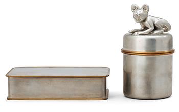 487. Two Svenskt Tenn pewter and brass boxes, Stockholm 1952.