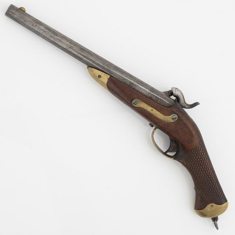 A Swedish rifled percussion pistol 1850 pattern.