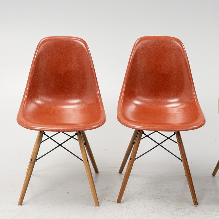 Charles & Ray Eames, stolar, 4 st, "Plastic Chair DSW", Herman Miller, 1900-talets andra hälft.