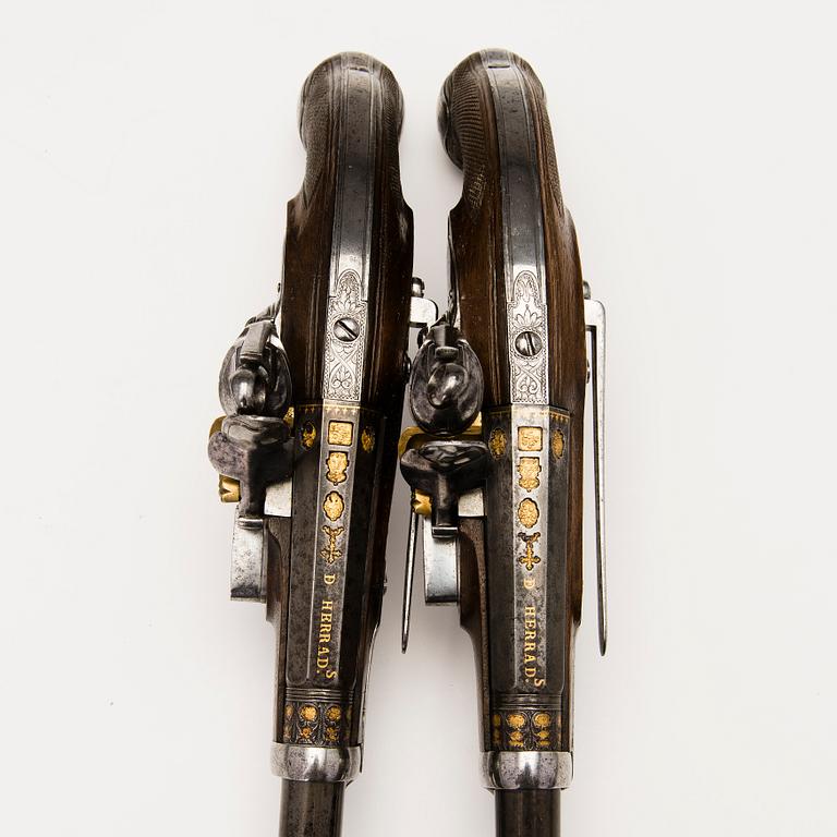 Pair of early 19th Century Spanish flintlock pistols by Manuel Zuloaga, Madrid.