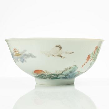 A Chinese porcelain bowl, Republic, 20th century.