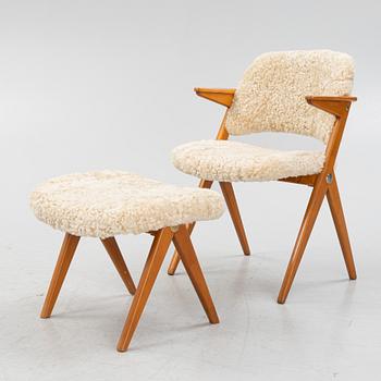 Bengt Ruda, karmstol 562-026 med fotpall, Nordiska Kompaniet, 1950-tal.