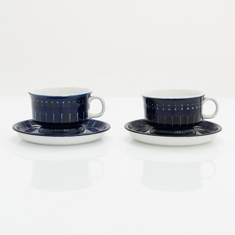 Ulla Procopé, moccakoppar med fat, 10 st, porslin. Arabia.