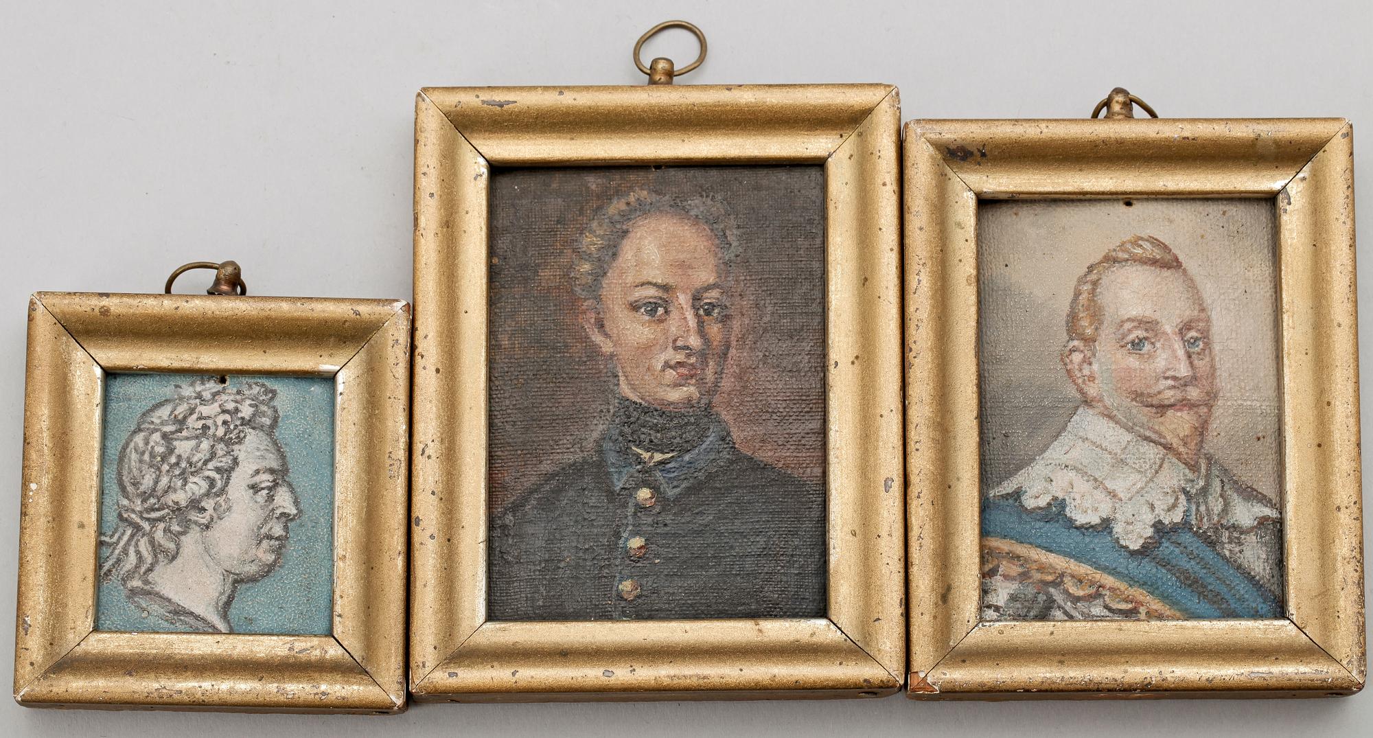 ALEXIS JULIUS WETTERBERGH, olja på pannå 3 st, miniatyrer. Sign o dat 1871 a tergo.