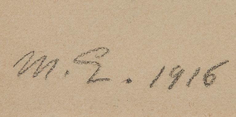 MAGNUS ENCKELL, pencil drawing, signed M.E. and dated 1916.