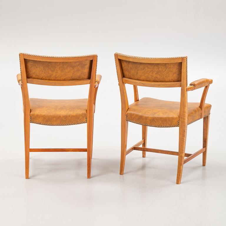 Josef Frank, a set of six walnut armchairs, model 695, Svenskt Tenn, Sweden.