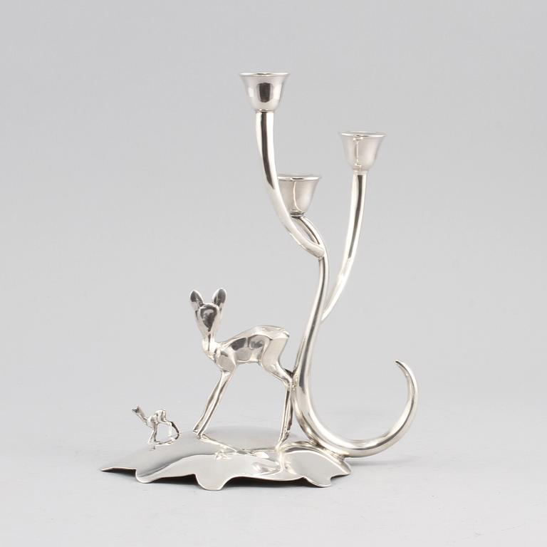 LJUSSTAKE, silver, ostämplad, 1900-tal. Vikt 285 g.