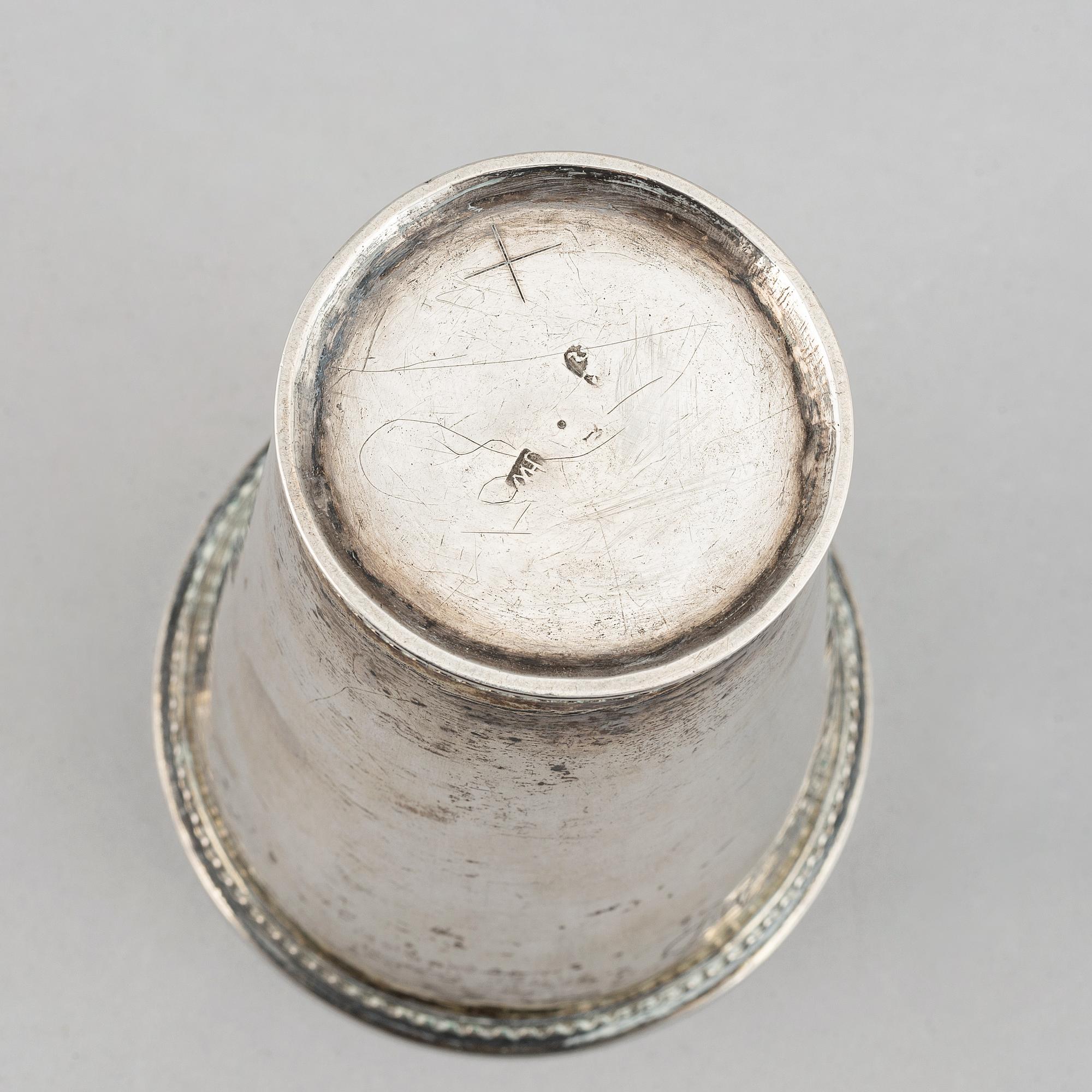 A parcel-gilt silver beaker, probably mark of Hans Wiggman, Kalmar 1753.