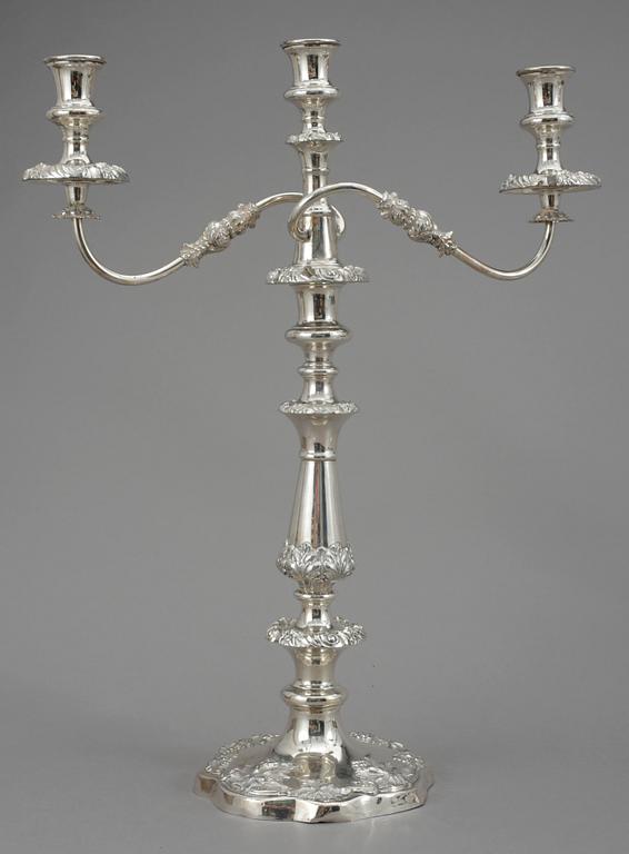 KANDELABRAR, ett par, nysilver, 1900-tal.